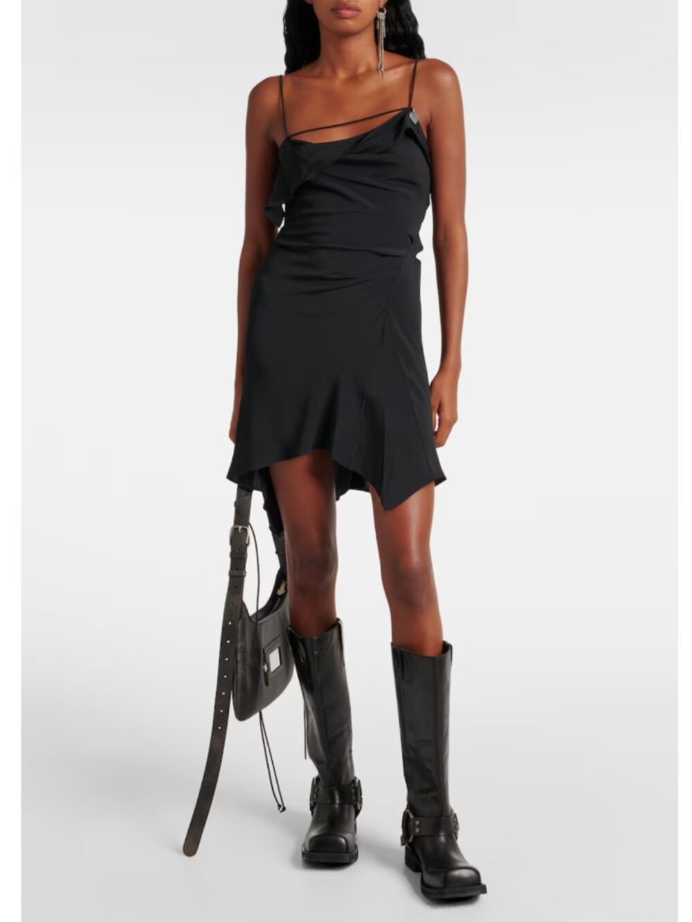 Acne Studios Asymmetric Silk Draped Mini Dress 34 $800